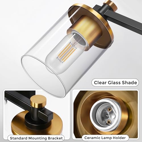 Bathroom Light Fixtures Over Mirror (Gold and Black / 2-Light)