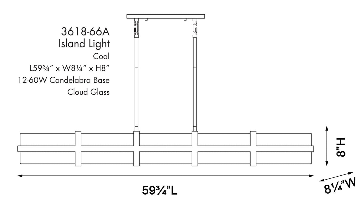 3618 66A Cloud Break Cloud Glass Island Light (60" Long)
