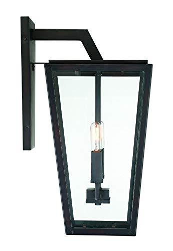 5-548-13 Milton Modern Clear Glass Outdoor Wall Lantern, 2-Light 80 Total Watts, 20" H x 10" W, English Bronze (20" Height)