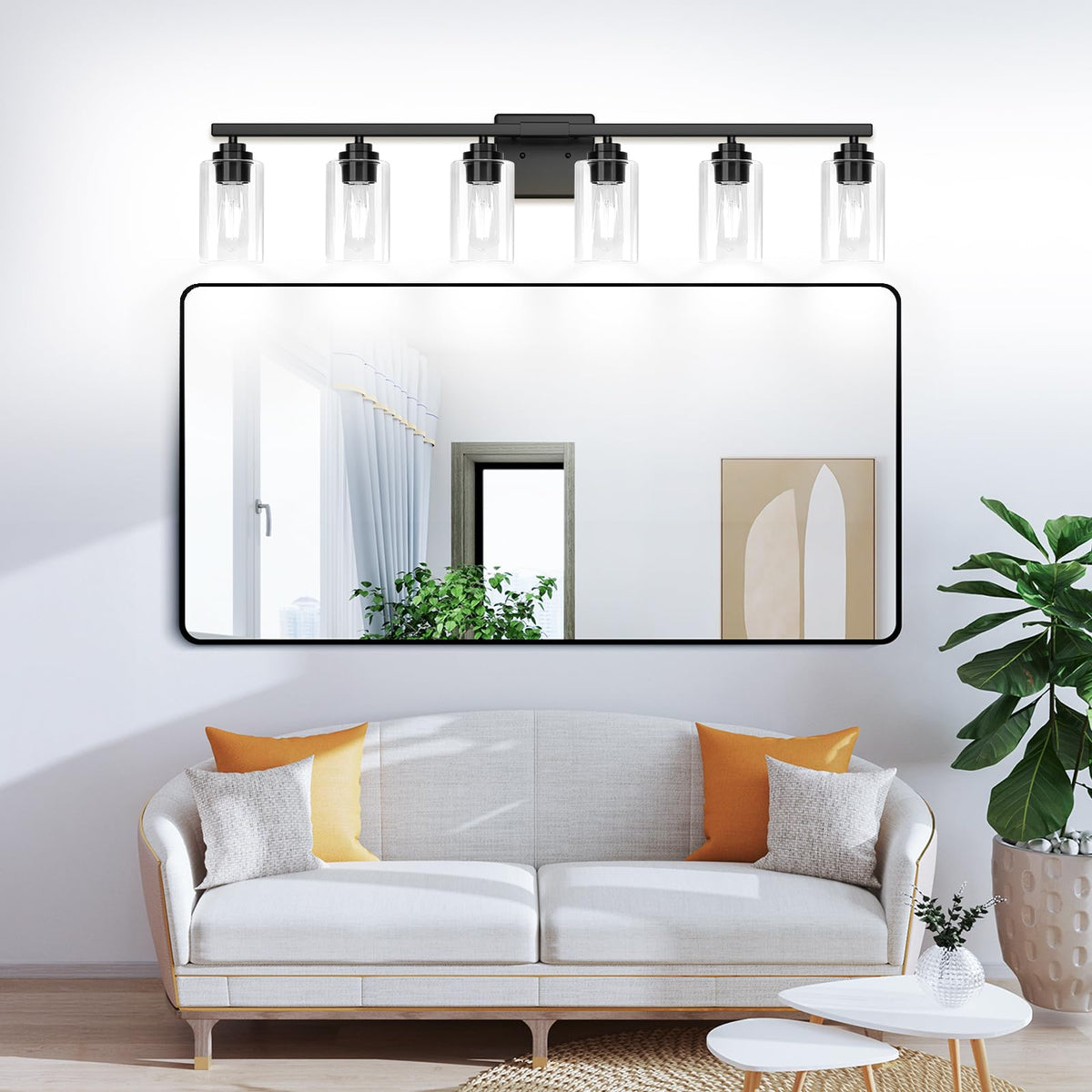 6 Light Bathroom Light Fixtures (Black / 6-Light)
