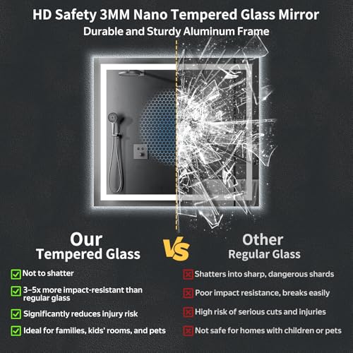 36"x40" LED Bathroom Mirror with Lights (Frontlit & Backlit / 40"L x 36"W)