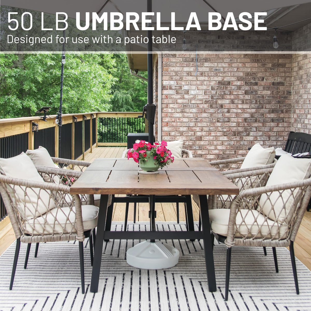 Durable Fillable Umbrella Base Designed to be Used with a Patio Table (White)