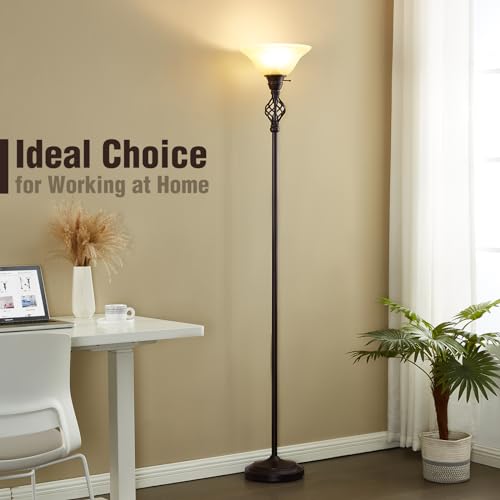 Torchiere Floor Lamp for Living Room (Brown, Yellow)