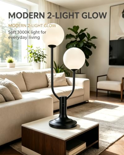 Black Globe Table Lamp for Bedroom Gift G9 Bulbs Included Dimmable (10-Black-Globe-2U)