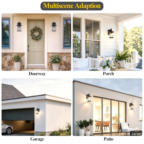 100W Max Modern Industrial Black Outdoor Sconce Lantern Light (Black / 2 Pack H10")
