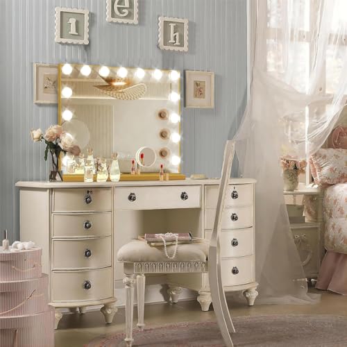 Gold Hollywood Vanity Mirror with Lights (Gold / 23"L x 18"W)