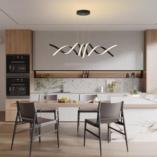 Kitchen Island Lighting (37in/Black/Linear/60W-Dimmable)