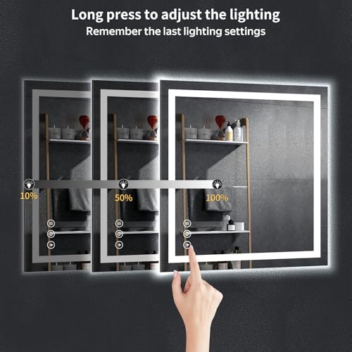 30"x30" LED Bathroom Mirror with Lights (Frontlit & Backlit / 30"L x 30"W)