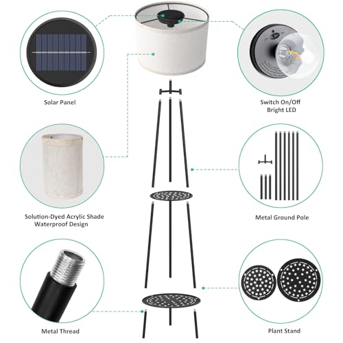 2 Pack Solar Lights with 2 (46" (2-Tier) 2 Pack)