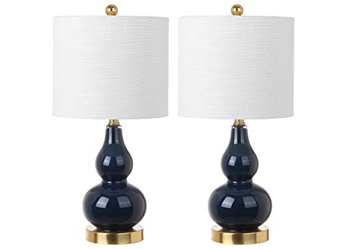 Anya Gourd Glass Table Lamp 20.5" (Set of 2 / Navy)