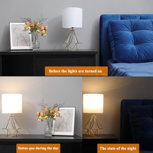 Gold Modern Small Table Lamp for Bedroom & Living Room (Brass Gold)