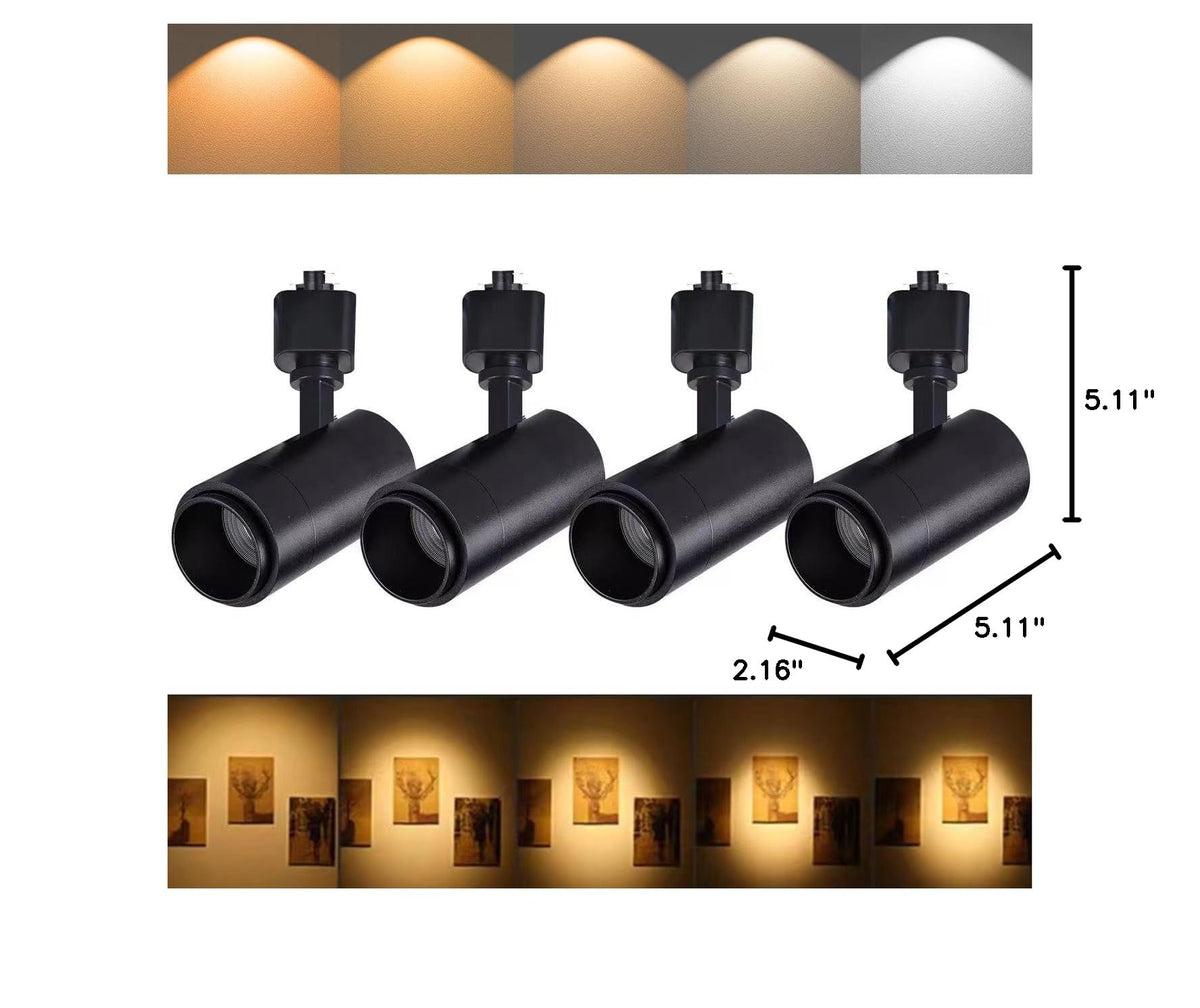 Track Lighting Heads 12W H (Black - 4 Pack)