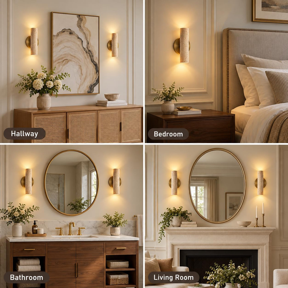 Natural Yellow Travertine Wall Sconce (Natural Yellow Travertine / 1 Pack)