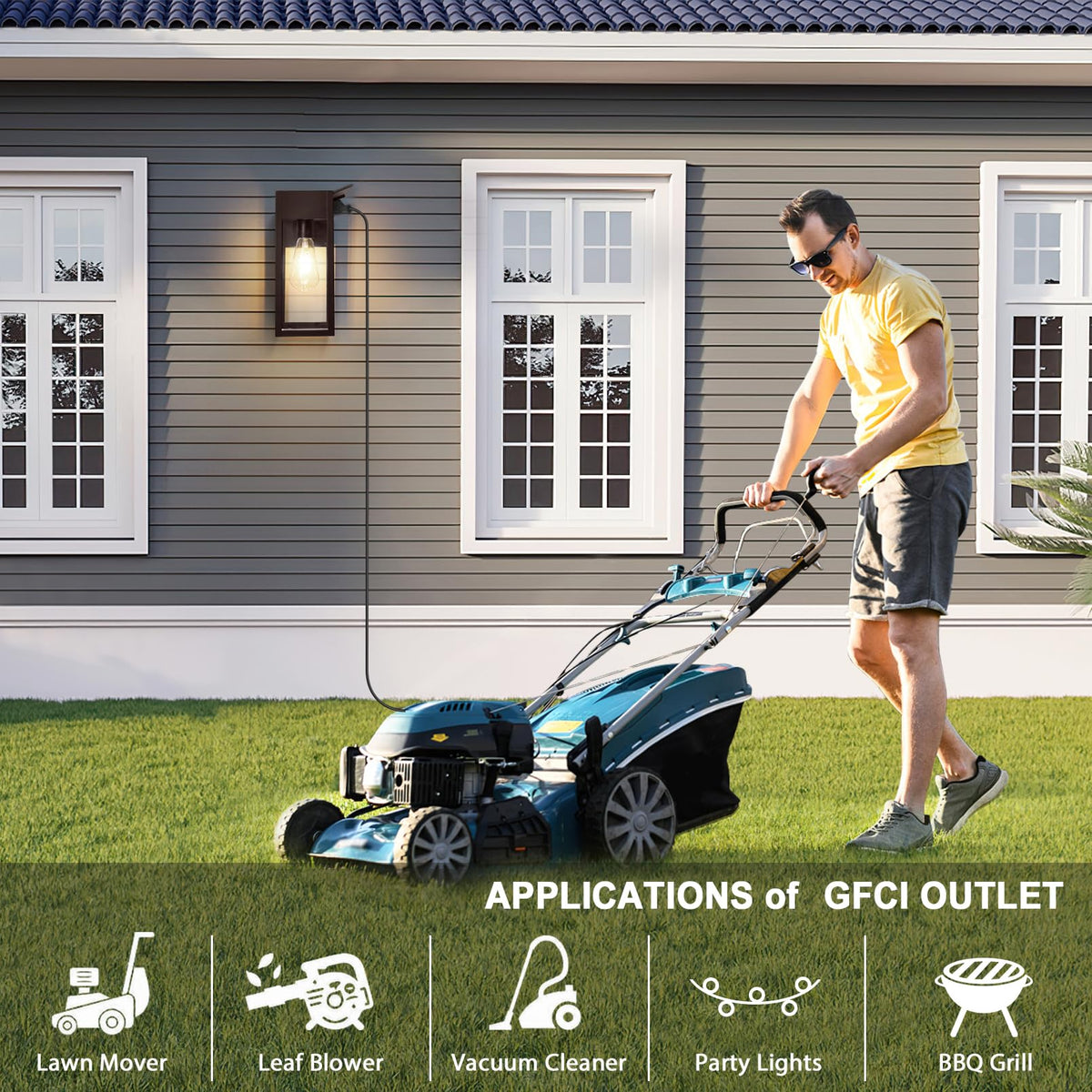Porch Lights with GFCI Outlet (Bronze 1-Pack (With Outlet) / No Sensor, Standard)