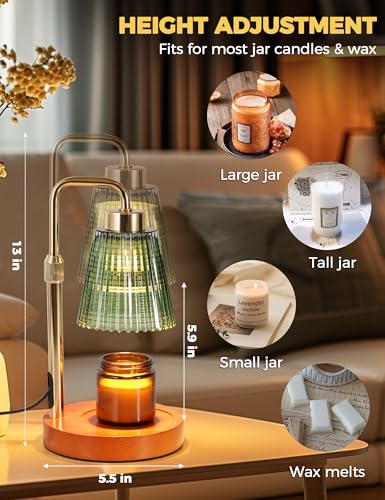Green Candle Warmer Lamp with 24h Cycle Timer (Green)