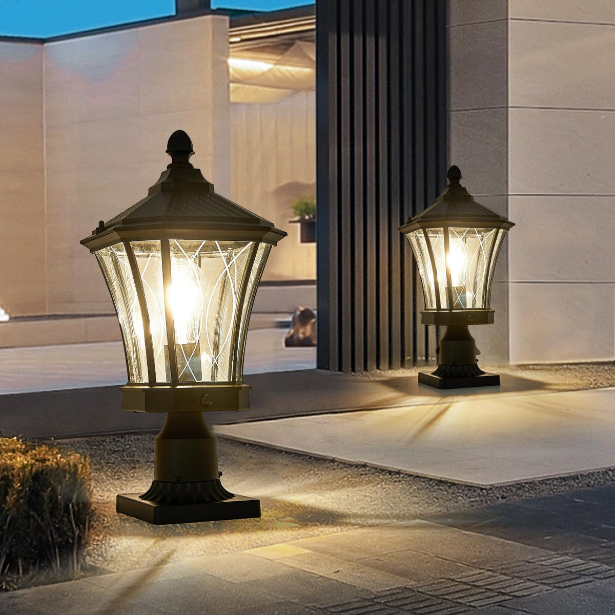 Motion Sensor Outdoor Post Lights with Pier Mount Base (L-1-H-M)