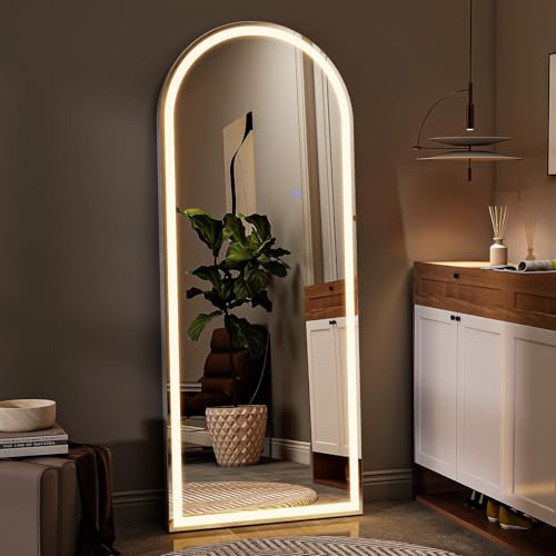 56"x21" LED Arched Mirror Full Length with Dimmable Lights (White / 56"L x 21"W)