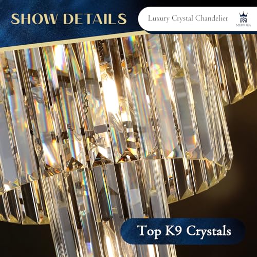 Black Crystal Chandeliers 12 Lights 24" Luxury Round Chandelier (Black / Medium-24”)