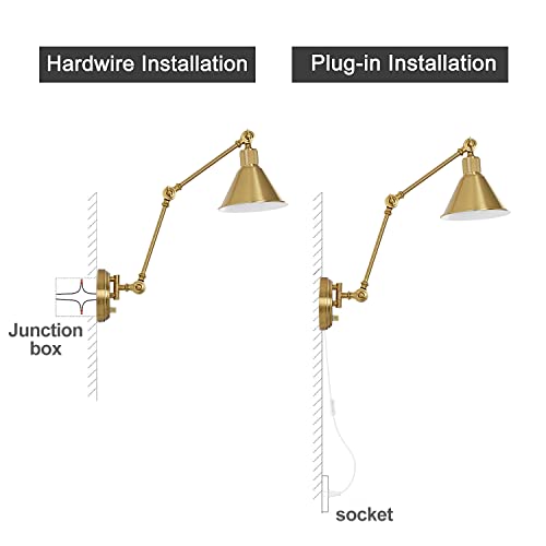 Wall Sconce Plug in (Gold / 1 Pack- (Switch))