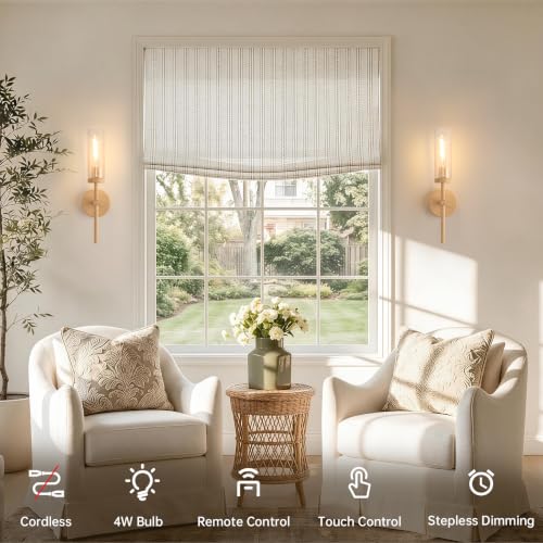 Battery Operated Wall Sconces Set of 2 (Beech & Clear)