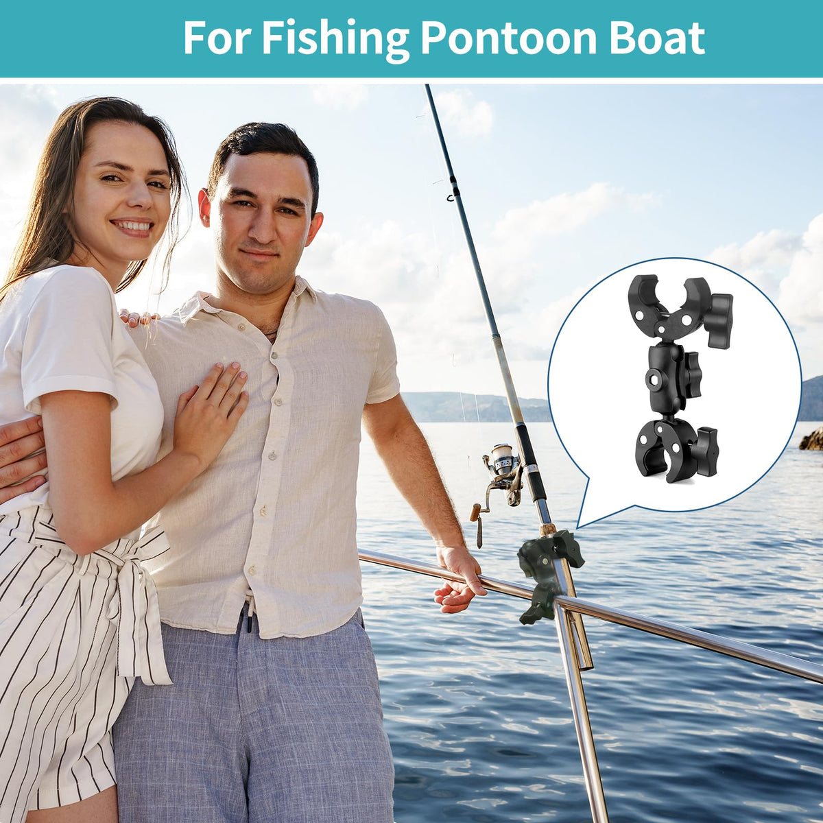 Double Clamp Mount Umbrella Chair Clamp with 360° Magic Arm (Umbrella Chair Clamp)
