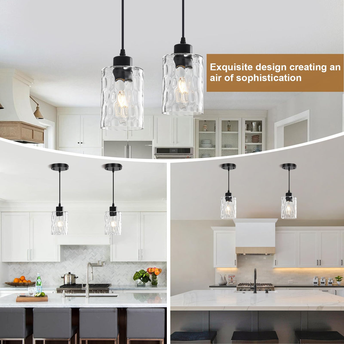 2 Pack Black Pendant Lights Kitchen Island (Black-2Pack)