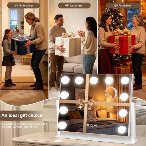 Vanity Mirror with Lights (White / 17"L x 13"W)