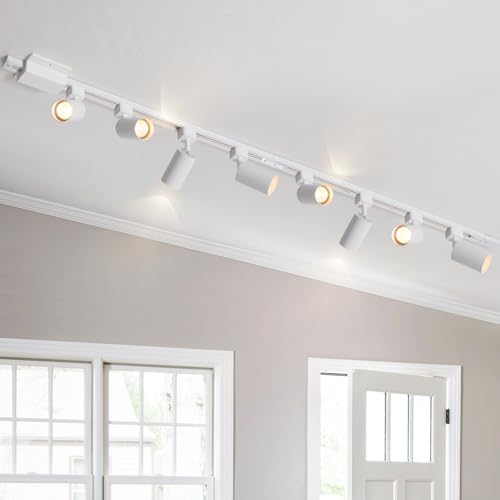 6 Lights LED Track Lighting Kit with 6.6FT H Track Lighting Rails & Floating Canopy Connector (White / 6 Lights)