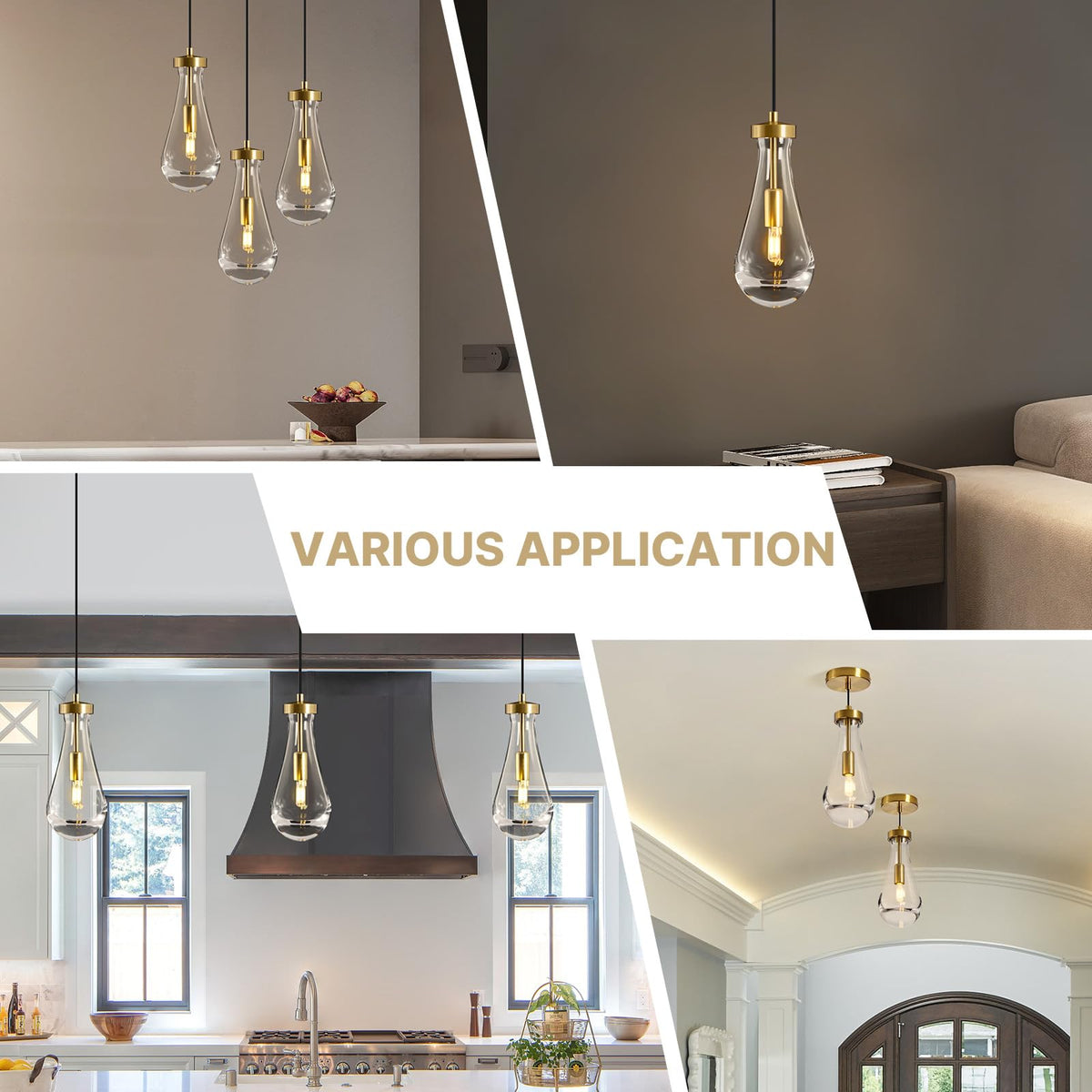 Single Raindrop Pendant Lights (Gold / 1 Head)