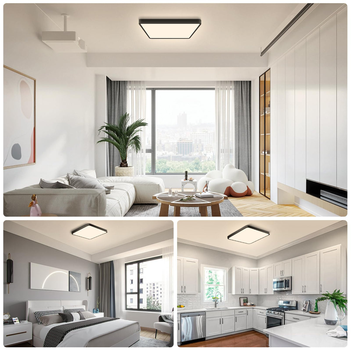 9Inch 18W Square LED Ceiling Light Fixtures Flush Mount (Natural White / 9 inch Black)