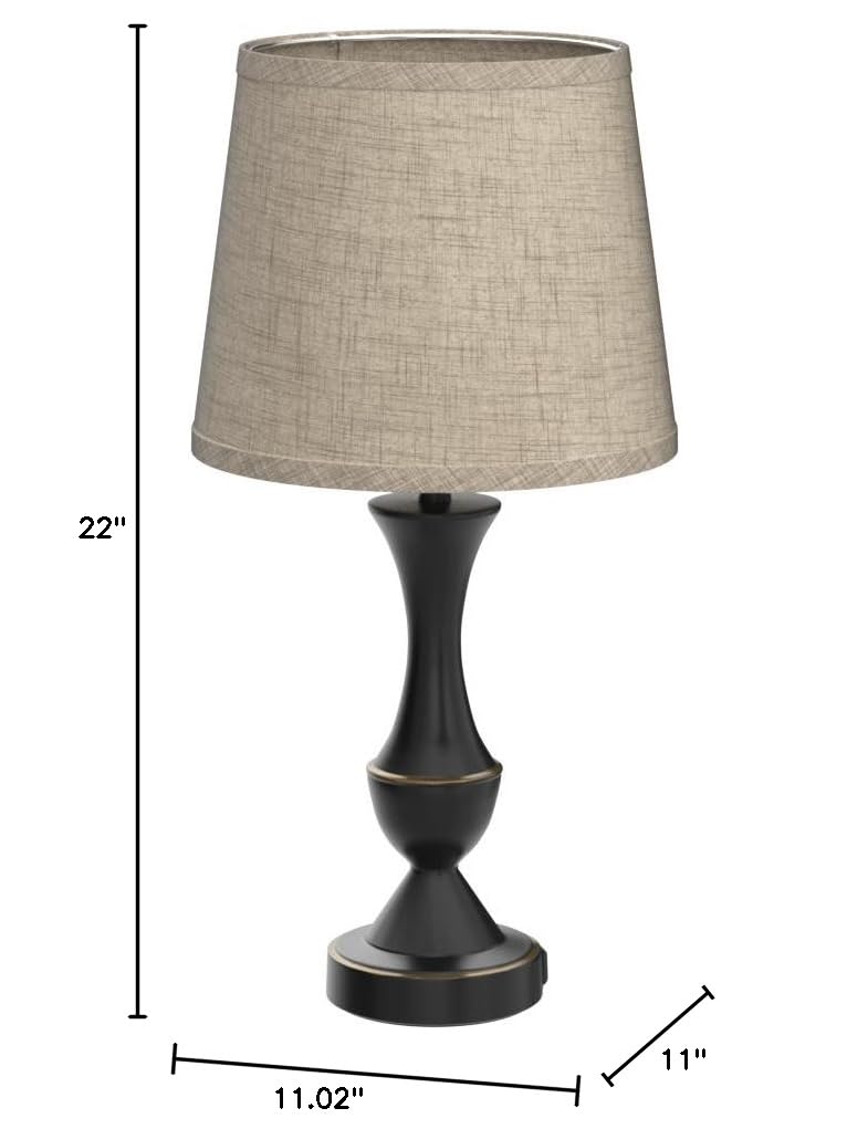 Upgraded Touch Table Lamps Set of 2 (Black, Beige / 22in)