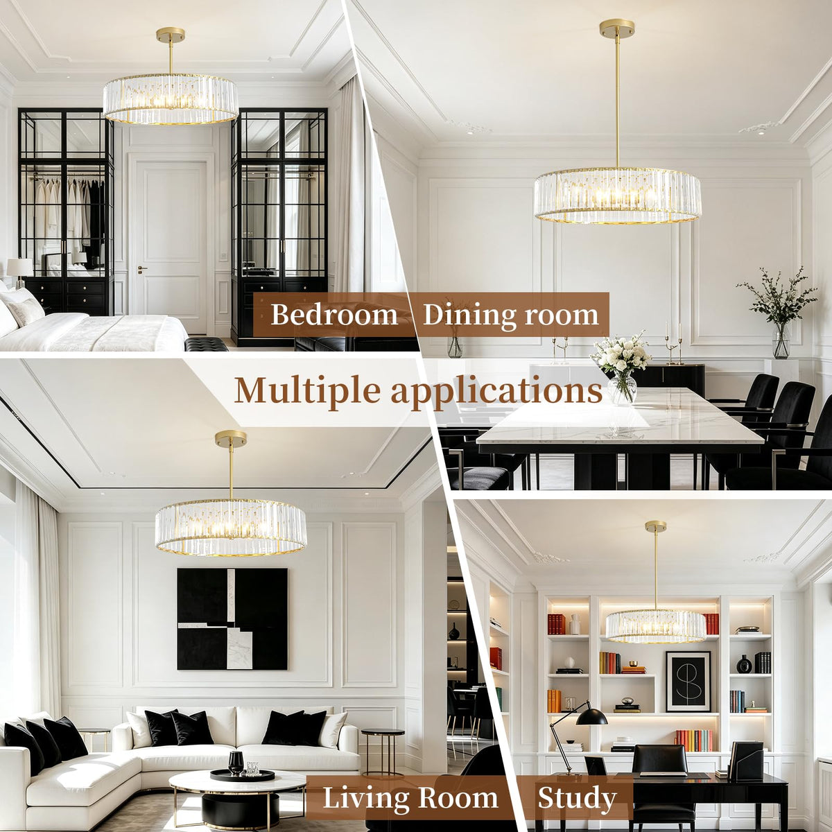 Modern Gold Crystal Chandelier for Dining Room 20 Inch (Gold / 20 in)