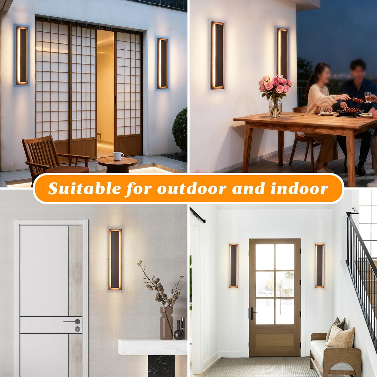 24 in Brown Long Outdoor Wall Lights (Brown 1-tier Modern Design / 23.6 Inches(60 cm))