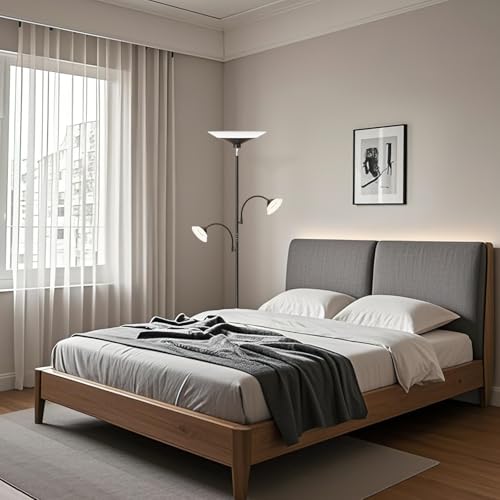 42W 3 Light Torchiere Floor Lamp (Black)