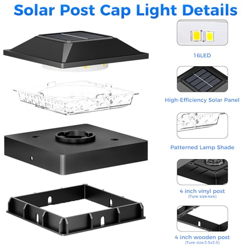 4x4 Solar Post Cap Lights (Black / 1 Pack)