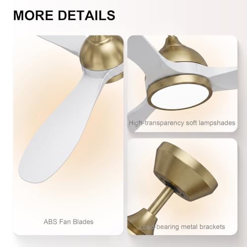 52" Ceiling Fan with Light (White & Gold / 52 Inch)