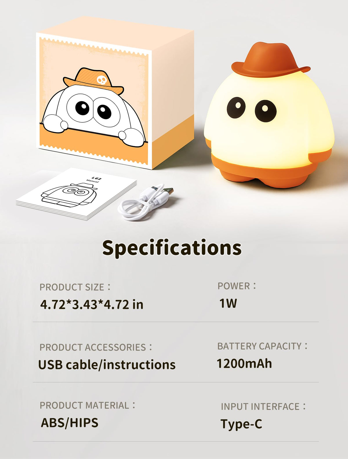 Halloween Ghost Night Light (Ghost-Orange)