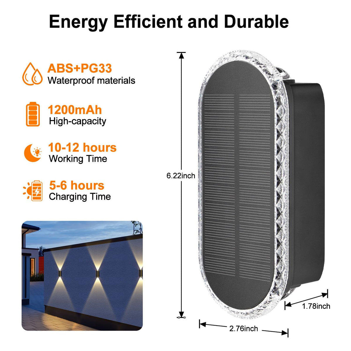 Solar Fence Lights Outdoor (3000/4000/6000K / 6 Pack)
