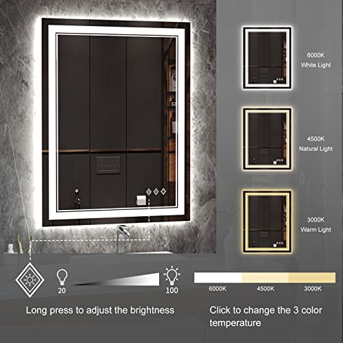 LED Mirror 28x36 Inch Gradient Front and Backlight Lighted Mirror (Front and Backlit / 36"L x 28"W)