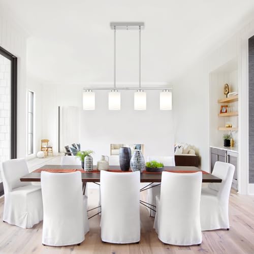 30'' Modern Linear Chandelier Dining Room Light Fixtures Over Table (4-Light Nickel)