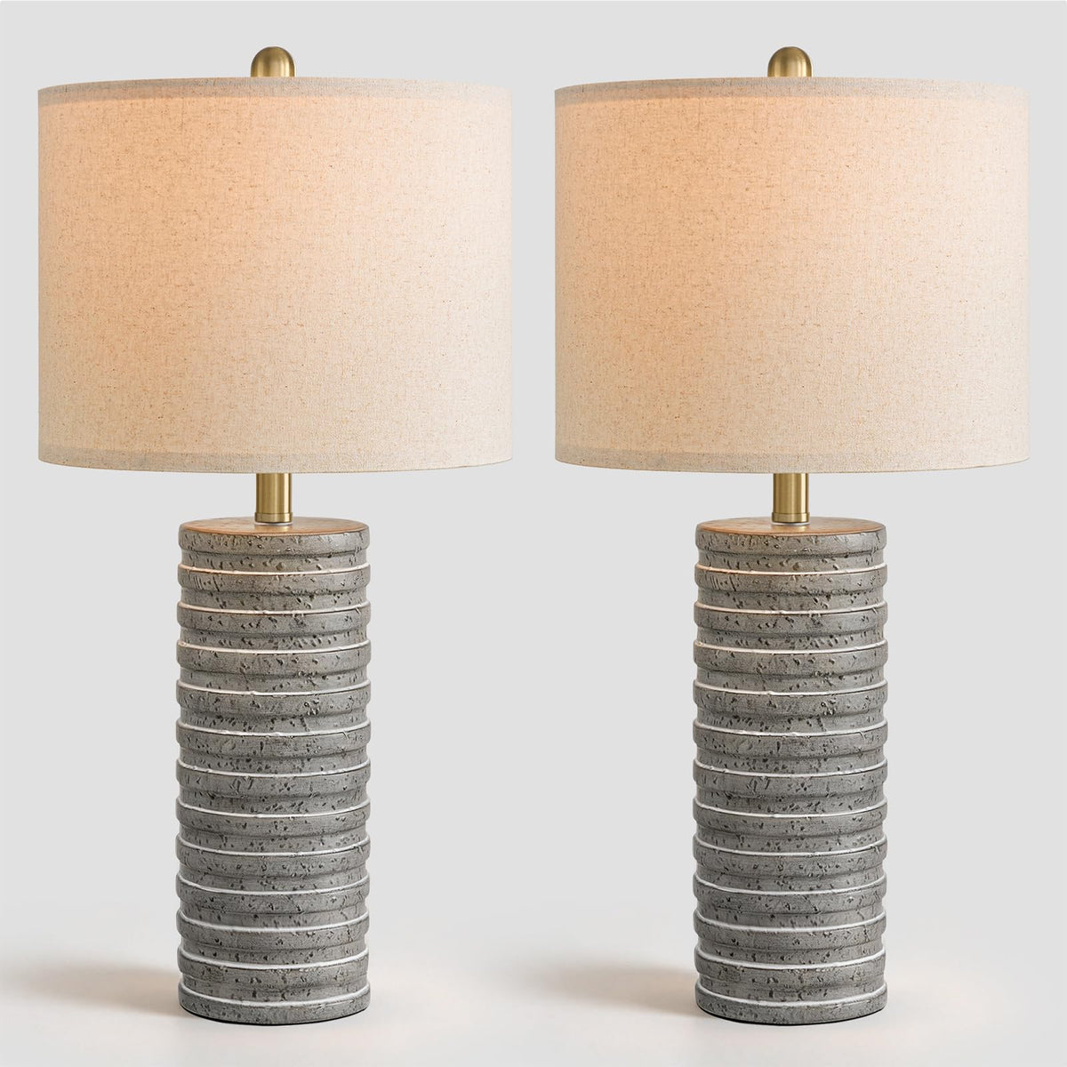 27'' Farmhouse Table Lamps Set of 2 for Living Room (27'' Tall - Gray)
