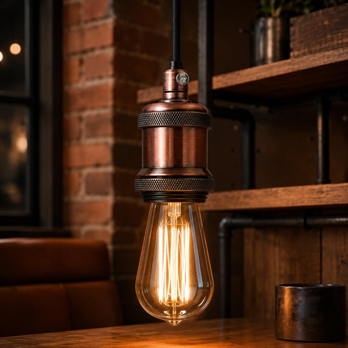 E26 Lamp Holder Socket Copper Metal Vintage Edison Bulb Holder IP20 Hardwired Medium Base Fitting for Pendant Wall Table Lamps DIY Indoor Lighting (Copper 4 Pack)