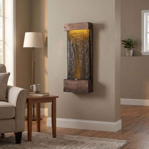 32.3 in Tall Modern Wall Fountain Indoor Outdoor LED Resin Copper (32.3"h Cooper)
