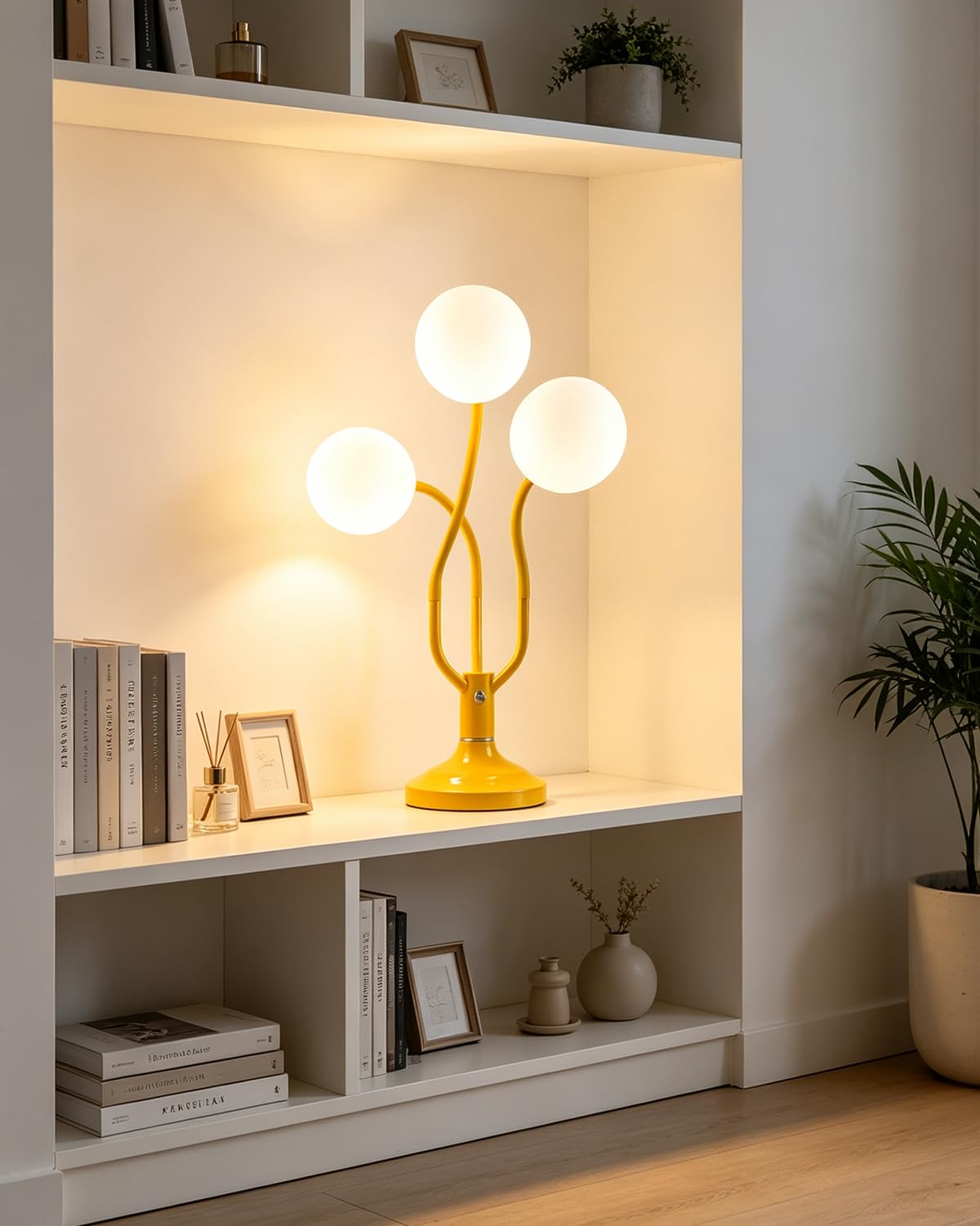 Globe Yellow Table Lamp Dimmable Magic DIY Arms G9 Bulbs Included (12-Yellow-Globe-3U-Magic DIY Arms)