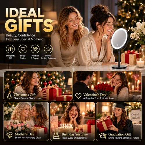 1X 30X Makeup Mirror with Lights (Black)