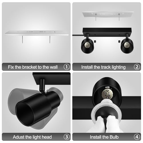 Plug in Track Lighting Fixtures Ceiling (Black / 11.8" 2-Light Track Lighting)