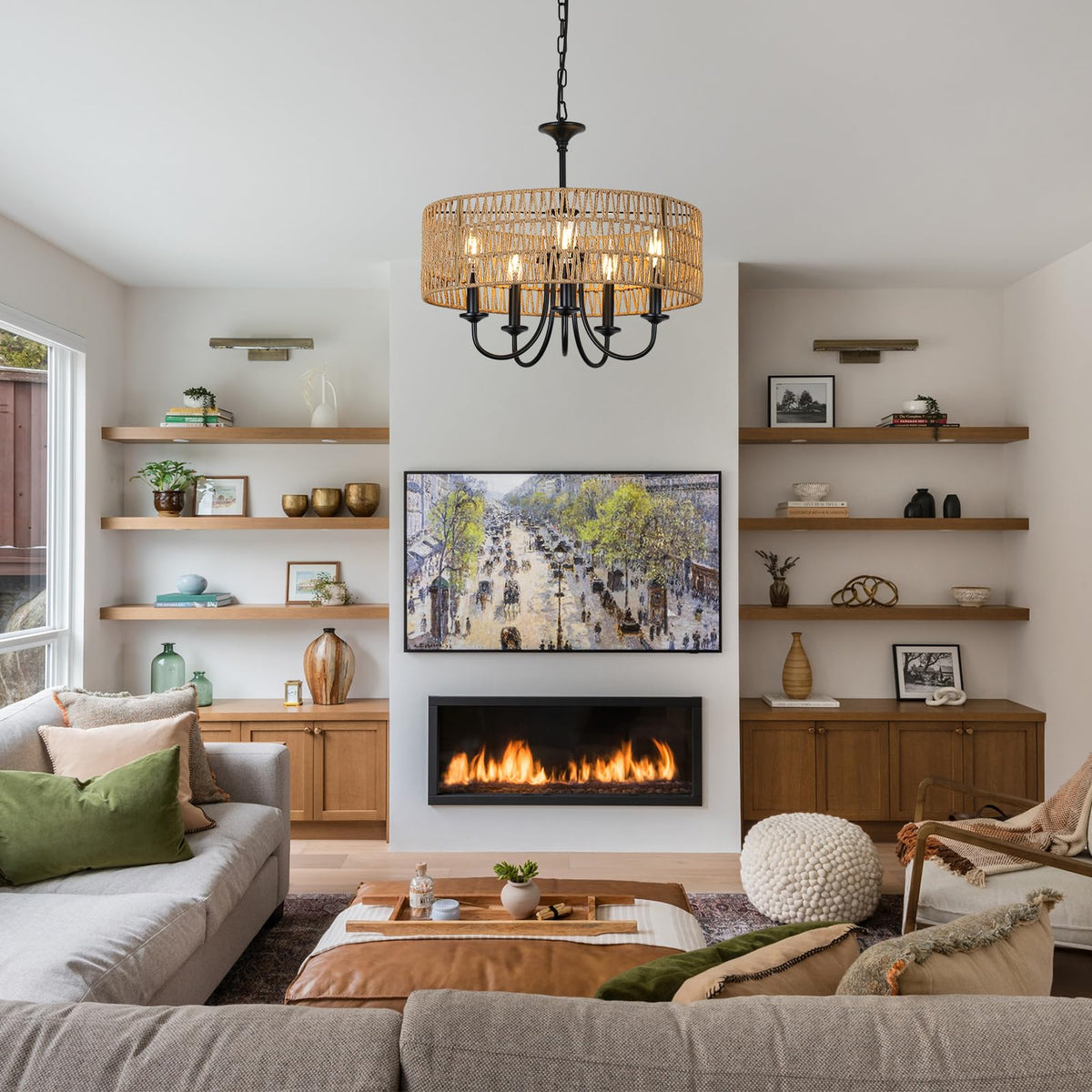 Modern Farmhouse Chandelier Light Fixtures (Black)