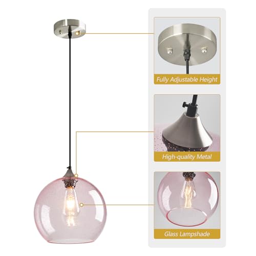 Pink Pendant Lights Kitchen Island 1 Pack (Pink / L - 9.84 in)