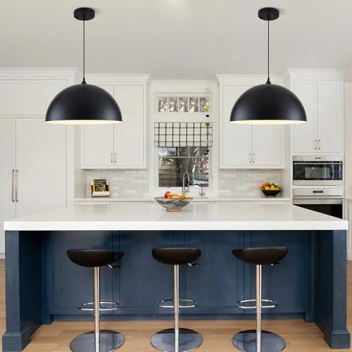 Large Pendant Lights Kitchen Island (Black+White / 19.7in-2 Packs)