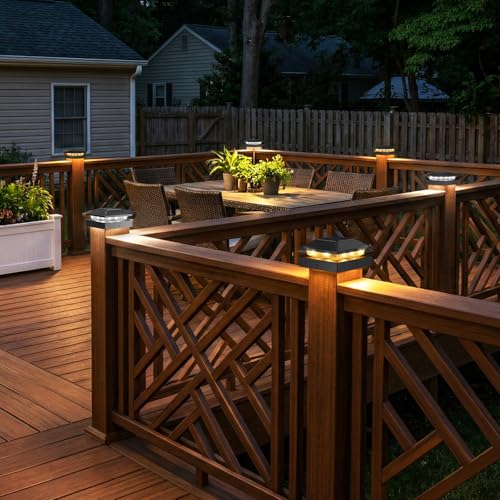 18 Pack Solar Post Cap Lights Outdoor (Black / 18 Packs)